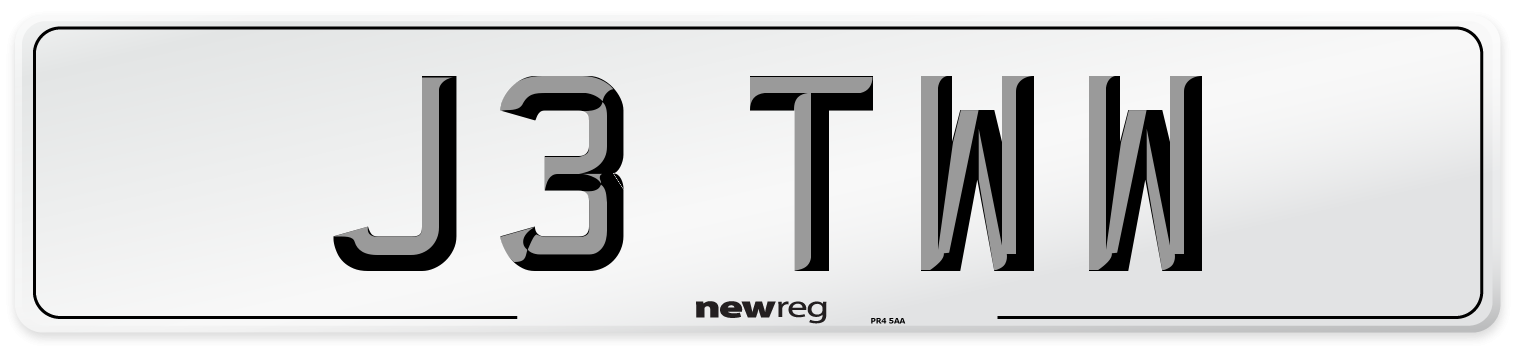 J3 TWW Number Plate from New Reg
